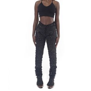 NOIRE REPTAR WARMERS (GOLD FLAKES) (STACKED PANTS)